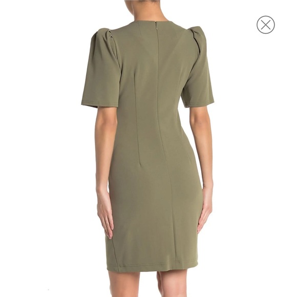 Puff Sleeve Crepe Sheath Dress - Picture 2 of 4